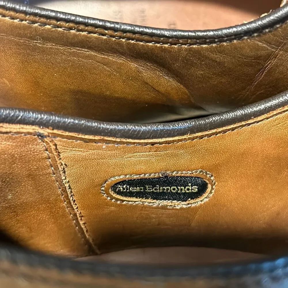 Allen Edmonds Lexington Brown Leather Captoe Derby Loafers Sz 9